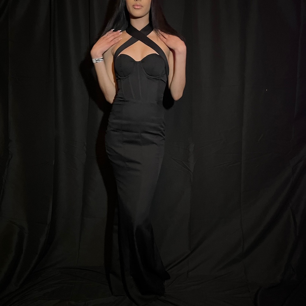 Long Black Corset Dress